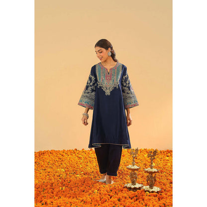 Sheetal Batra Mohsina - Dark Blue Short Kalidaar Chauga With Salwar And Dupatta