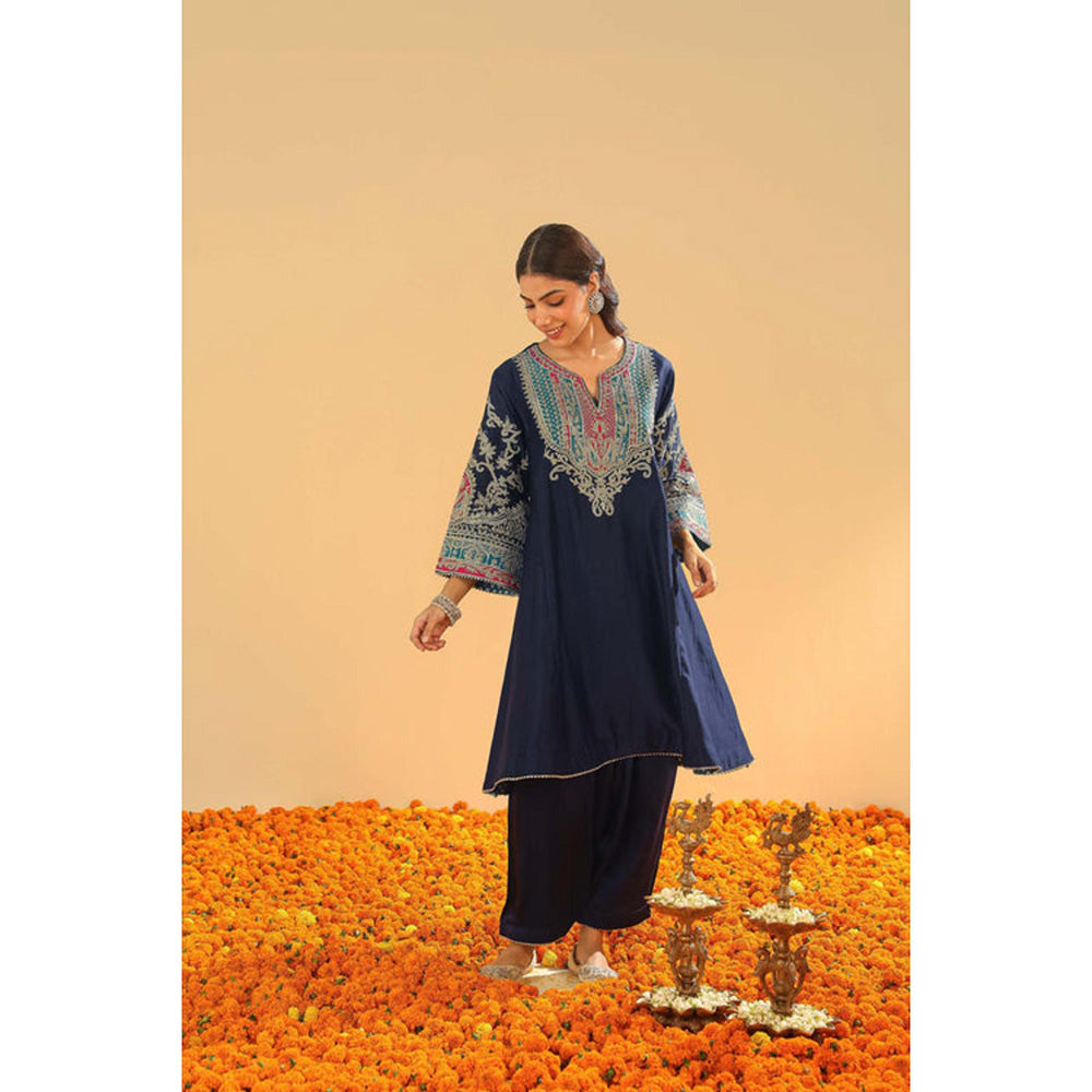 Sheetal Batra Mohsina - Dark Blue Short Kalidaar Chauga With Salwar And Dupatta