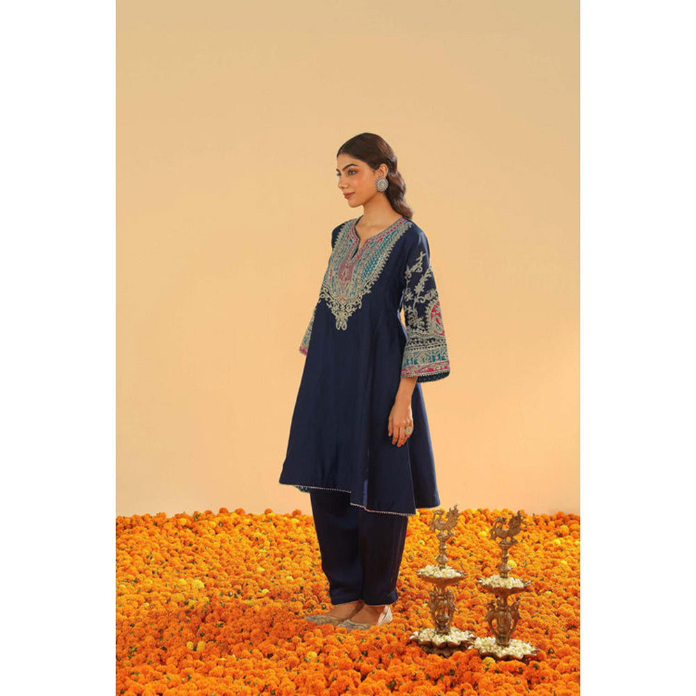 Sheetal Batra Mohsina - Dark Blue Short Kalidaar Chauga With Salwar And Dupatta