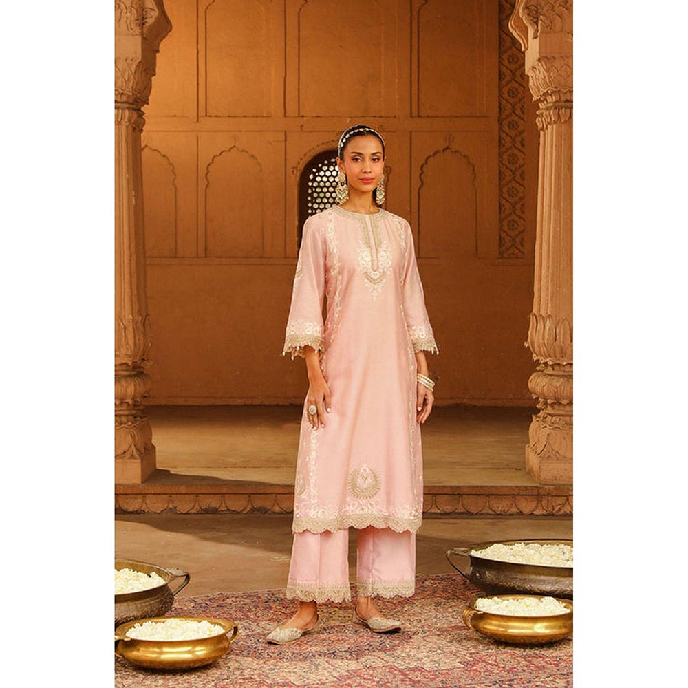 Sheetal Batra Yasna - Blush Pink Long Kurta With Palazzo And Dupatta