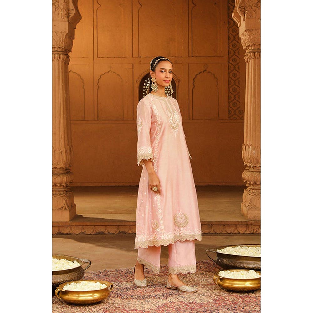 Sheetal Batra Yasna - Blush Pink Long Kurta With Palazzo And Dupatta