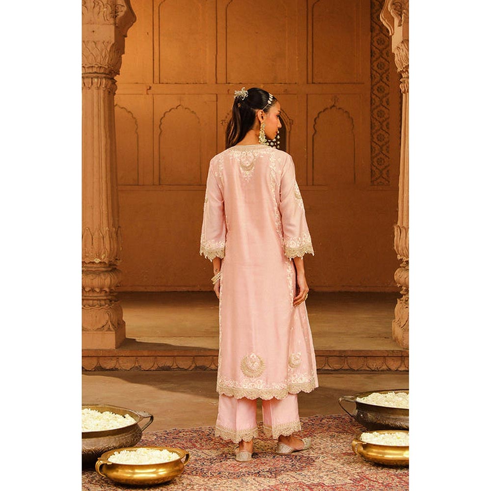 Sheetal Batra Yasna - Blush Pink Long Kurta With Palazzo And Dupatta