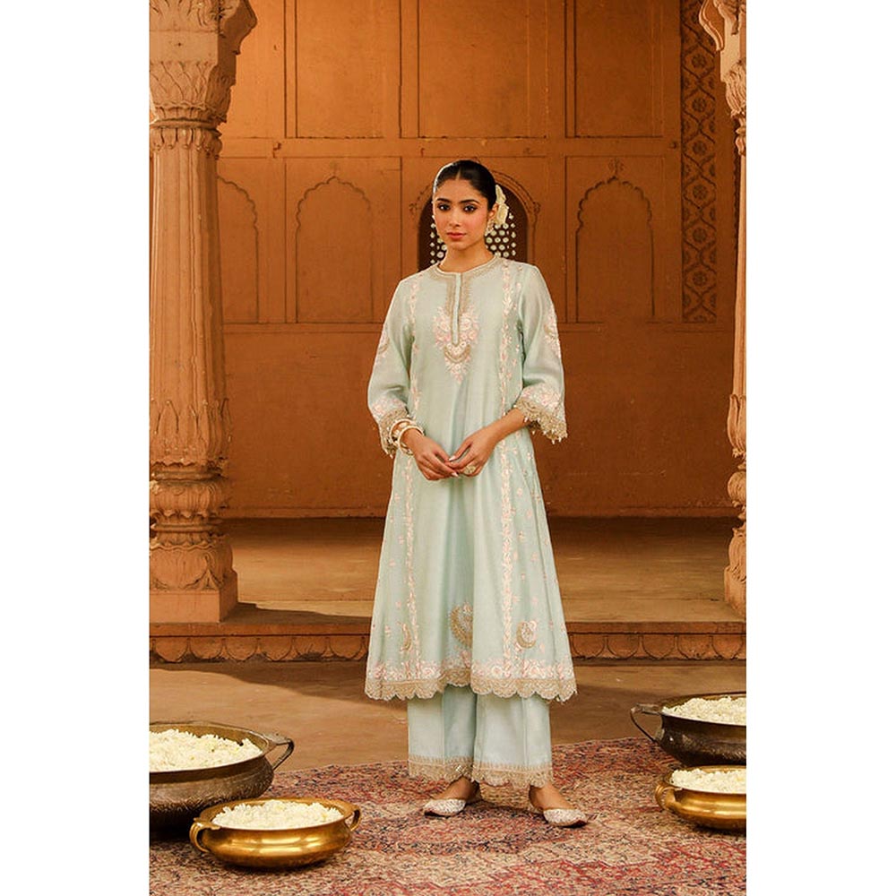 Sheetal Batra Yasna - Misty Green Long Kurta With Palazzo And Dupatta