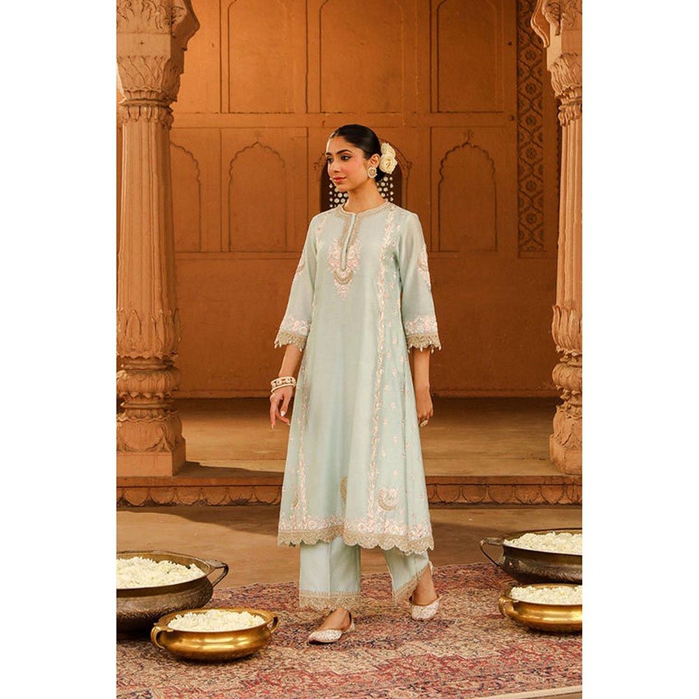 Sheetal Batra Yasna - Misty Green Long Kurta With Palazzo And Dupatta