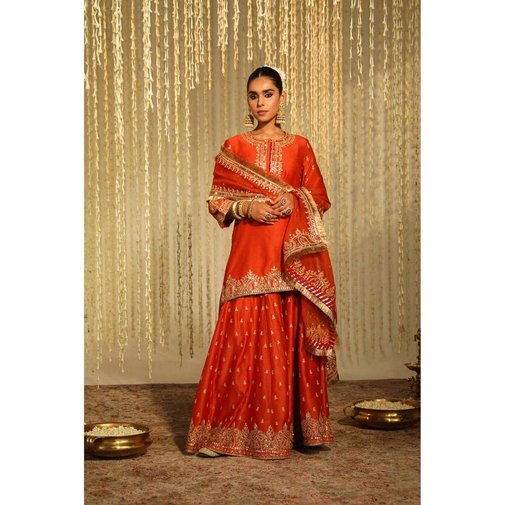 Sheetal Batra Devika Vinayek In Mishika - Burnt Orange Kurta With Sharara And Dupatta