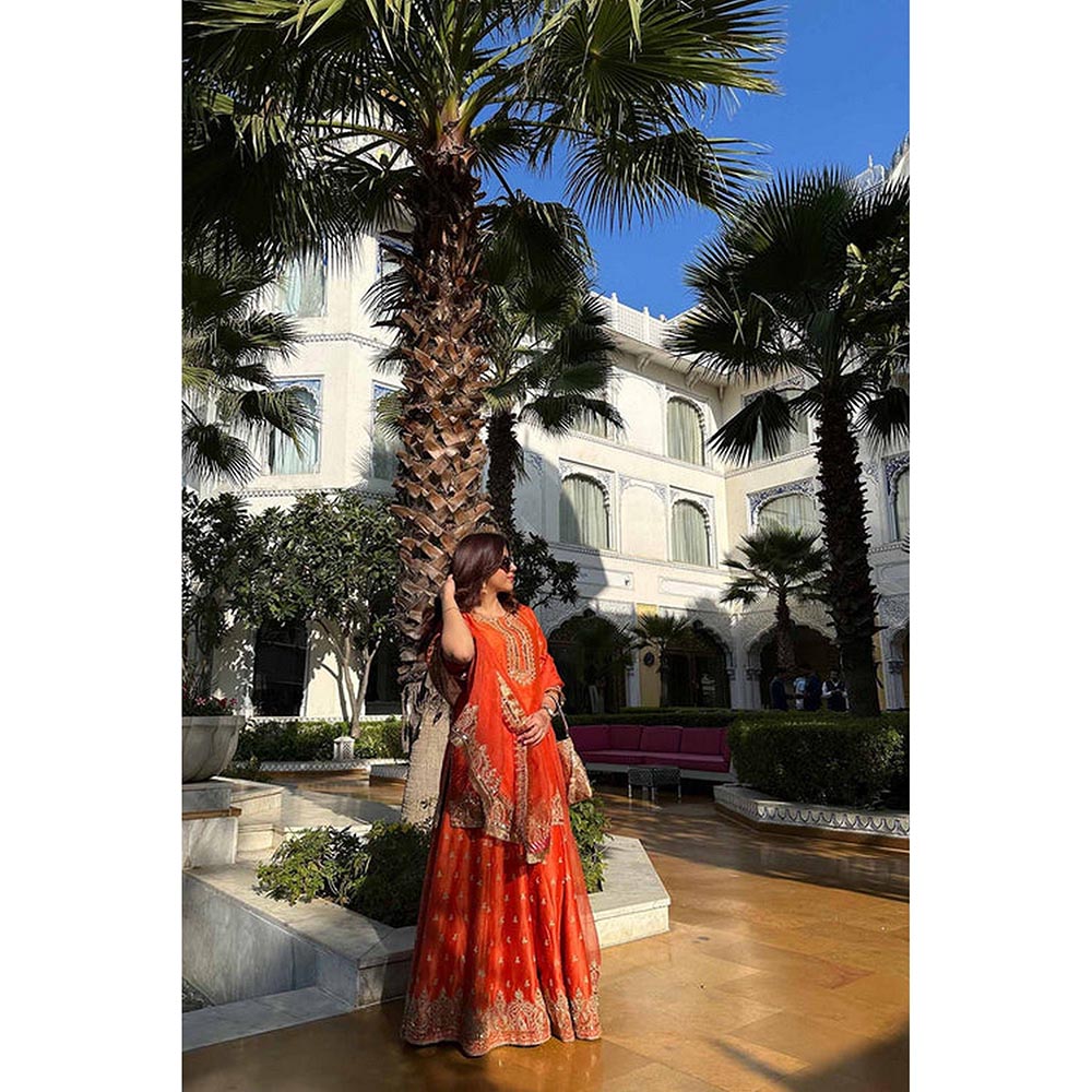 Sheetal Batra Devika Vinayek In Mishika - Burnt Orange Kurta With Sharara And Dupatta