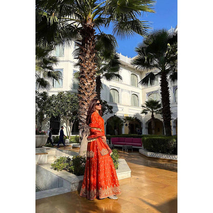 Sheetal Batra Devika Vinayek In Mishika - Burnt Orange Kurta With Sharara And Dupatta