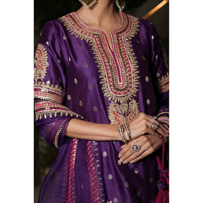 Sheetal Batra Shruti Juneja In Areesha - Deep Purple Short Kurta With Sharara And Dupatta