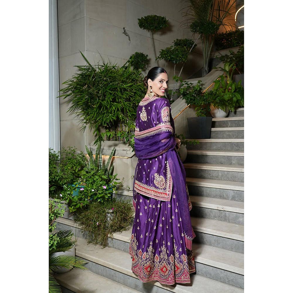 Sheetal Batra Shruti Juneja In Areesha - Deep Purple Short Kurta With Sharara And Dupatta