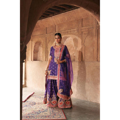 Sheetal Batra Shruti Juneja In Areesha - Deep Purple Short Kurta With Sharara And Dupatta