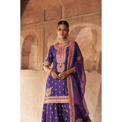 Sheetal Batra Shruti Juneja In Areesha - Deep Purple Short Kurta With Sharara And Dupatta