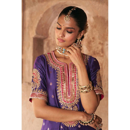 Sheetal Batra Shruti Juneja In Areesha - Deep Purple Short Kurta With Sharara And Dupatta