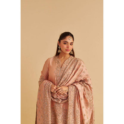 Sheetal Batra Areeba - Dabka Zardozi Embroidered Off Rose Short Kurta And Salwar With Dupatta