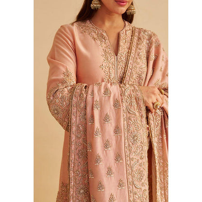 Sheetal Batra Areeba - Dabka Zardozi Embroidered Off Rose Short Kurta And Salwar With Dupatta