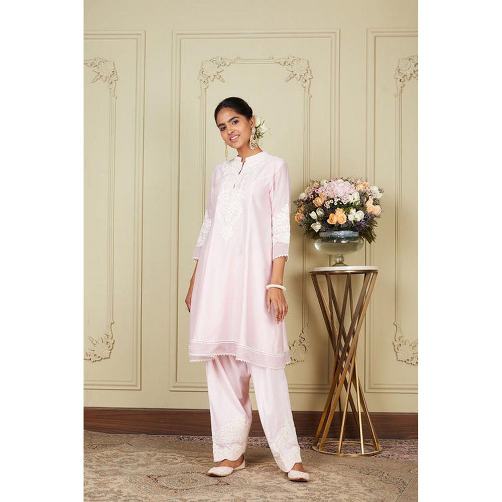 Sheetal Batra Kiara Advani V Neck Ruzena - Pearl Blush Short Kurta With Salwar And Dupatta