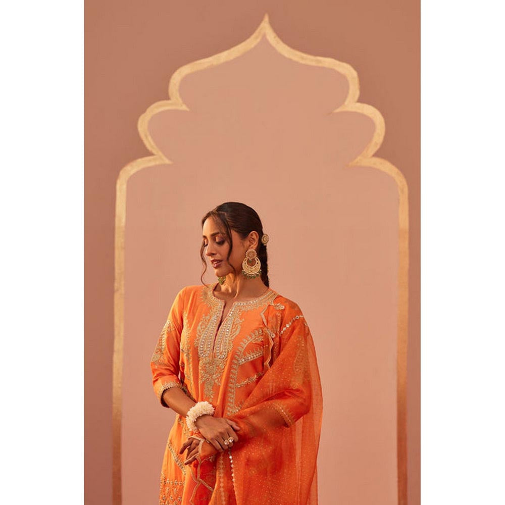 Sheetal Batra Rashida - Tangerine Orange Kurta With Salwar And Dupatta