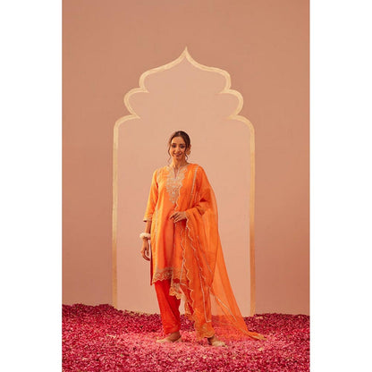 Sheetal Batra Aaima- Tangerine Orange Kurta With Salwar And Dupatta
