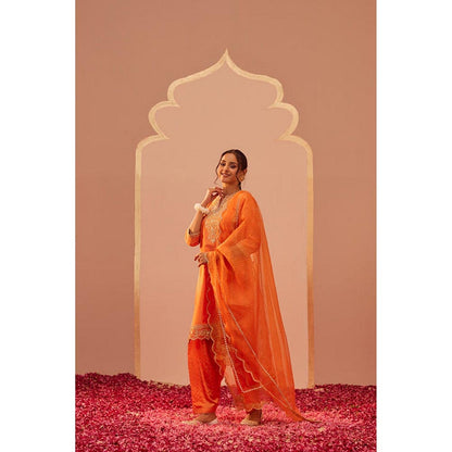 Sheetal Batra Aaima- Tangerine Orange Kurta With Salwar And Dupatta