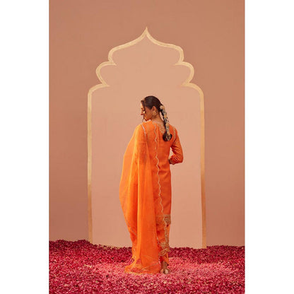 Sheetal Batra Aaima- Tangerine Orange Kurta With Salwar And Dupatta
