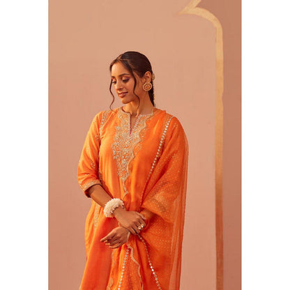 Sheetal Batra Aaima- Tangerine Orange Kurta With Salwar And Dupatta