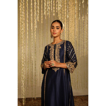 Sheetal Batra Sabirah - Deep Blue Long Kurta With Palazzo And Dupatta