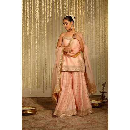 Sheetal Batra Aabroo - Rose Pink Short Kurta With Sharara And Dupatta