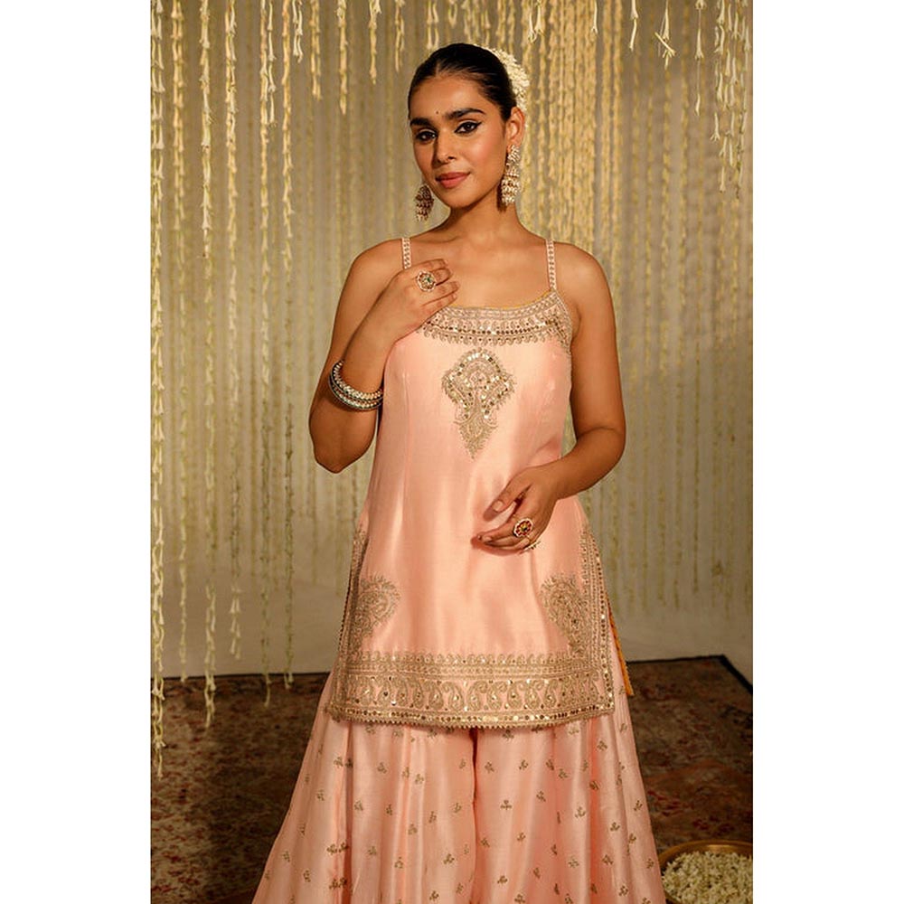 Sheetal Batra Aabroo - Rose Pink Short Kurta With Sharara And Dupatta