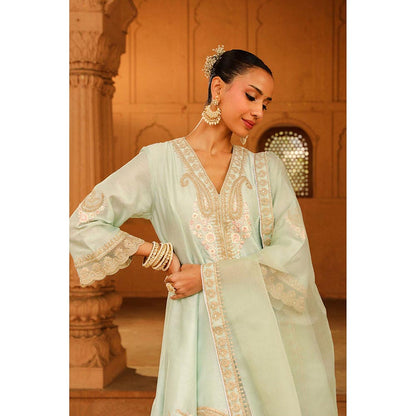 Sheetal Batra Fajr - Misty Green Short Anarkali Kurta With Churidar And Dupatta