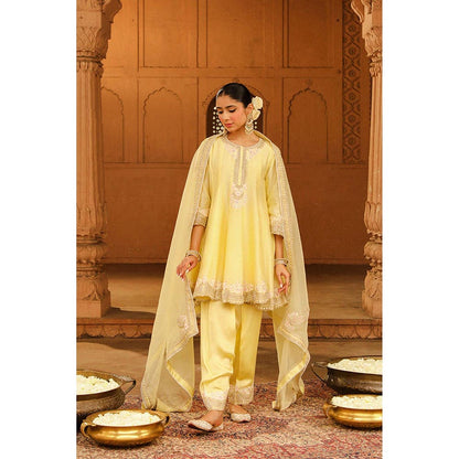 Sheetal Batra Faria - Lemon Yellow Short Anarkali Kurta With Churidar And Dupatta