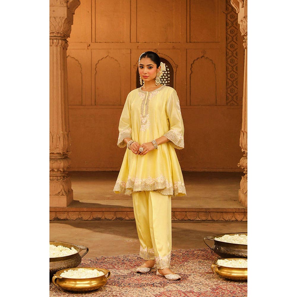 Sheetal Batra Faria - Lemon Yellow Short Anarkali Kurta With Churidar And Dupatta