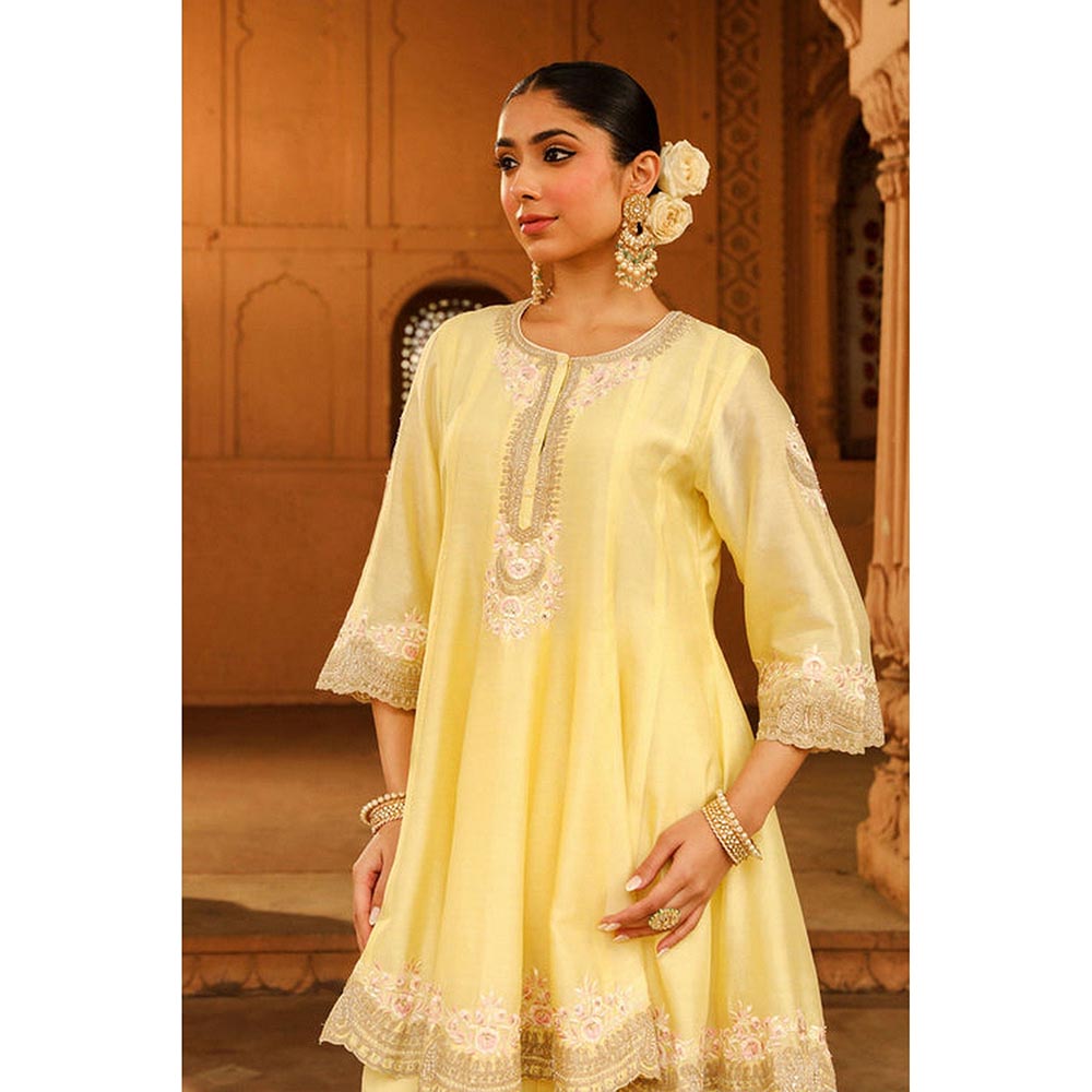 Sheetal Batra Faria - Lemon Yellow Short Anarkali Kurta With Churidar And Dupatta