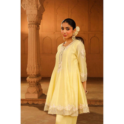 Sheetal Batra Faria - Lemon Yellow Short Anarkali Kurta With Churidar And Dupatta