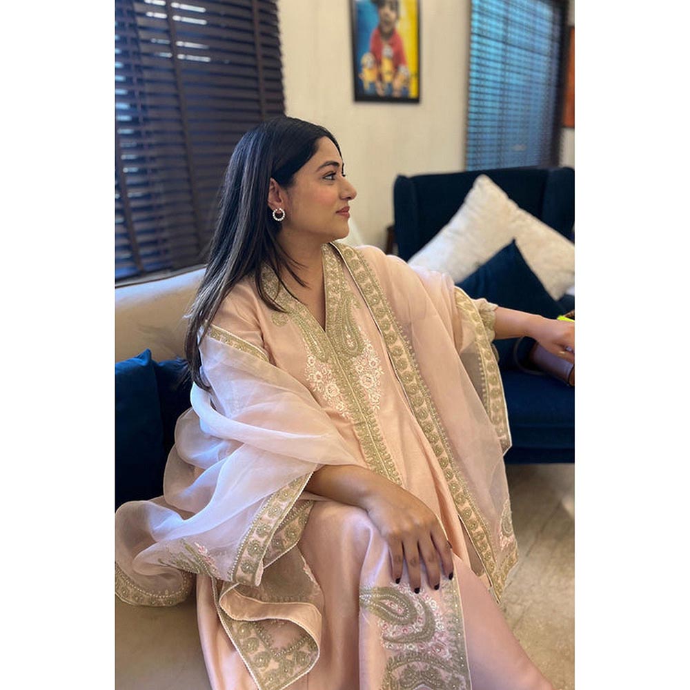 Sheetal Batra Anisha Sethi Fajr - Blush Pink Short Anarkali Kurta With Churidar And Dupatta
