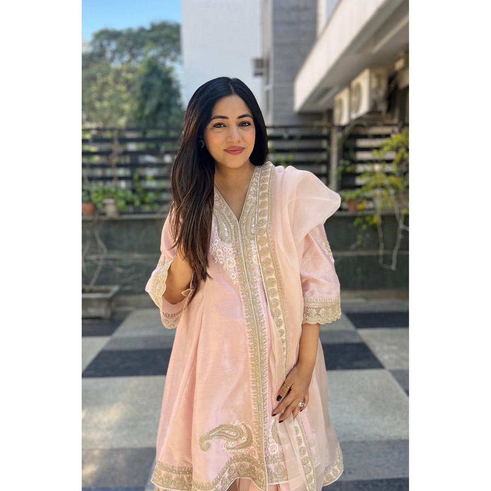 Sheetal Batra Anisha Sethi Fajr - Blush Pink Short Anarkali Kurta With Churidar And Dupatta