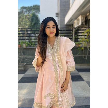 Sheetal Batra Anisha Sethi Fajr - Blush Pink Short Anarkali Kurta With Churidar And Dupatta