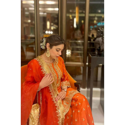 Sheetal Batra Tarini Bhatia In Mishika - Burnt Orange Kurta With Sharara And Dupatta