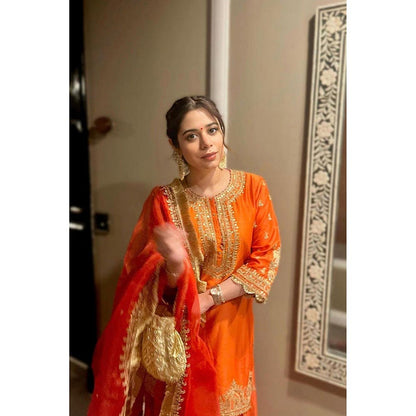 Sheetal Batra Tarini Bhatia In Mishika - Burnt Orange Kurta With Sharara And Dupatta