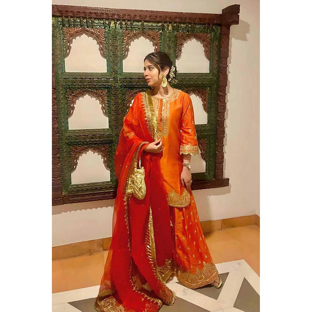 Sheetal Batra Tarini Bhatia In Mishika - Burnt Orange Kurta With Sharara And Dupatta