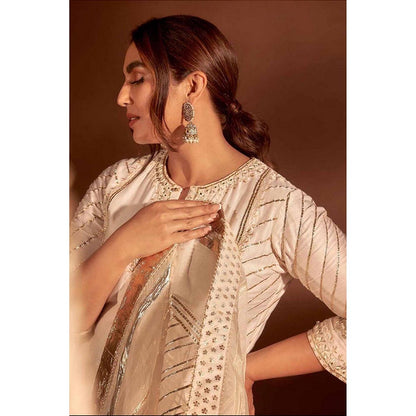Sheetal Batra Eliza - Daisy Ivory Chanderi Silk Kurta And Garara With Organza Dupatta