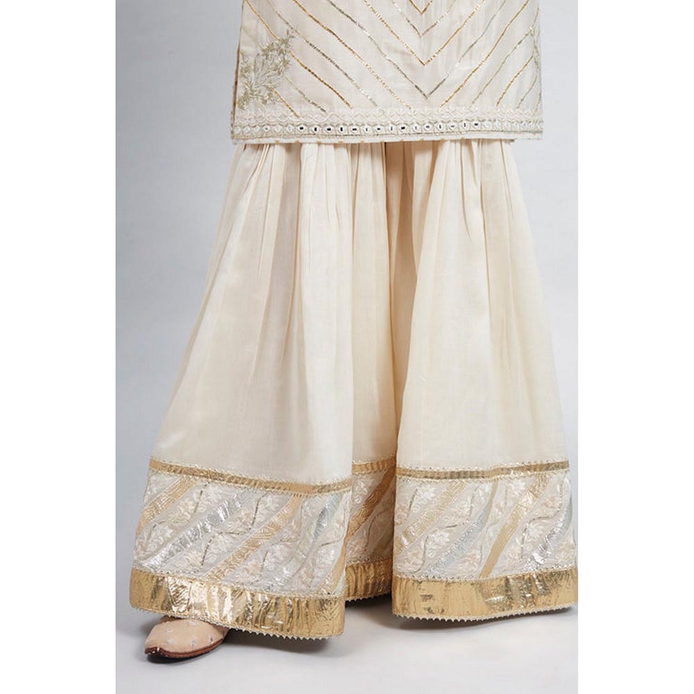 Sheetal Batra Eliza - Daisy Ivory Chanderi Silk Kurta And Garara With Organza Dupatta