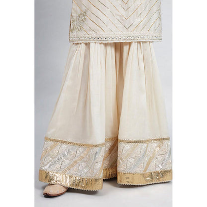 Sheetal Batra Eliza - Daisy Ivory Chanderi Silk Kurta And Garara With Organza Dupatta
