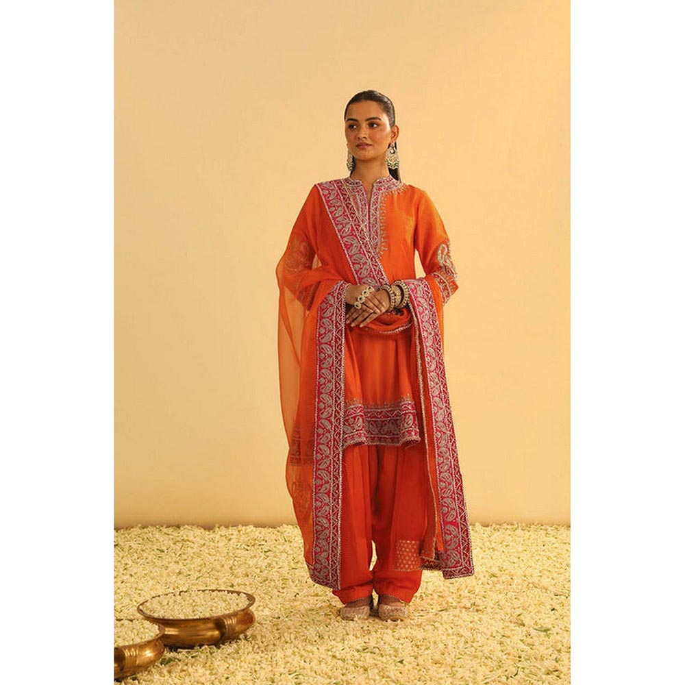 Sheetal Batra Rayana - Orange A-Line Kurta With Salwar And Dupatta
