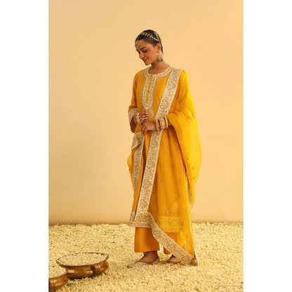 Sheetal Batra Asmira - Mustard Long Kurta With Palazzo And Dupatta