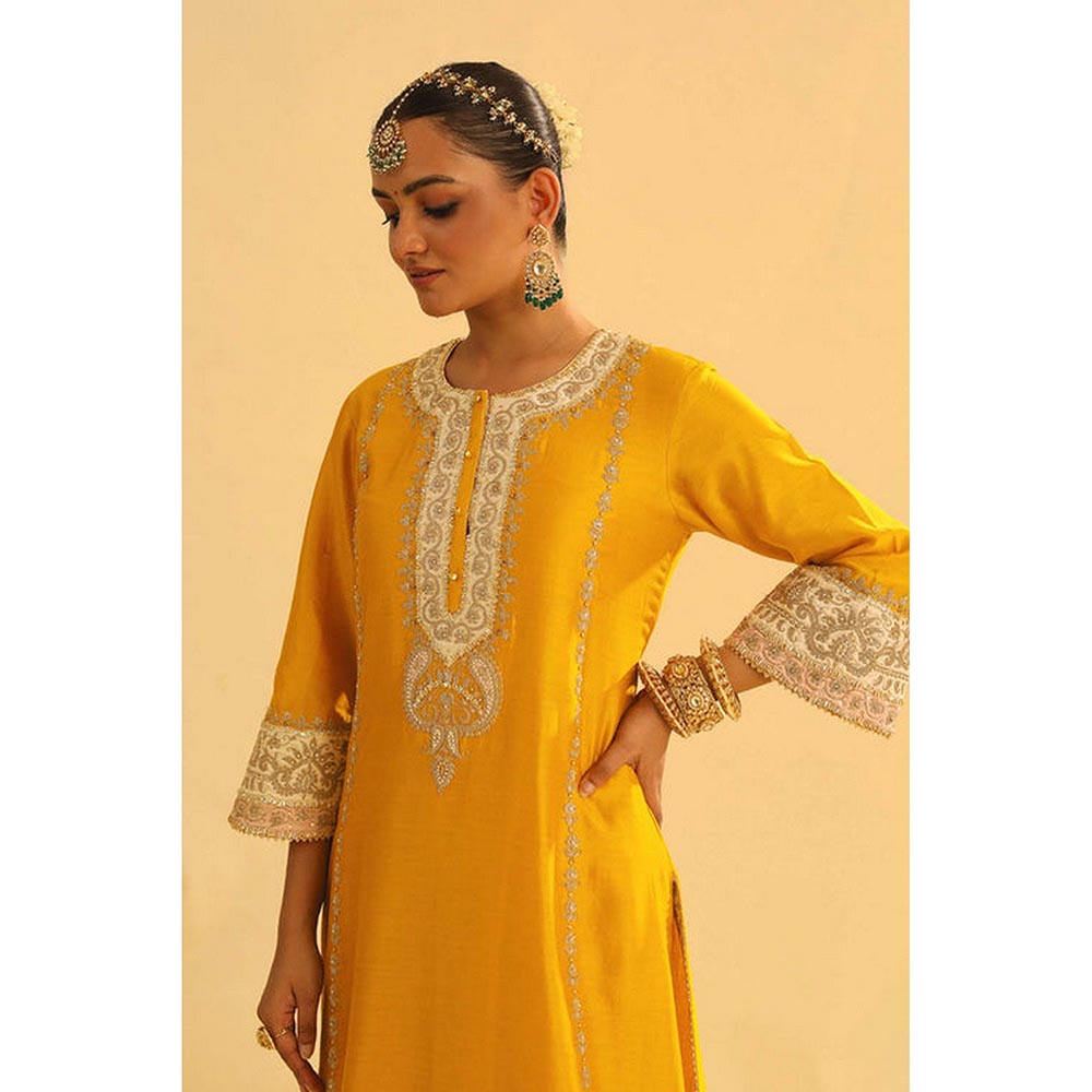 Sheetal Batra Asmira - Mustard Long Kurta With Palazzo And Dupatta