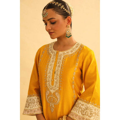 Sheetal Batra Asmira - Mustard Long Kurta With Palazzo And Dupatta