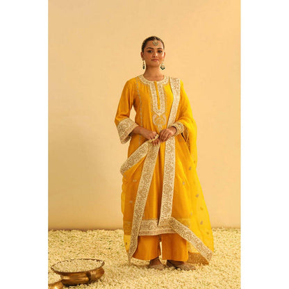 Sheetal Batra Asmira - Mustard Long Kurta With Palazzo And Dupatta