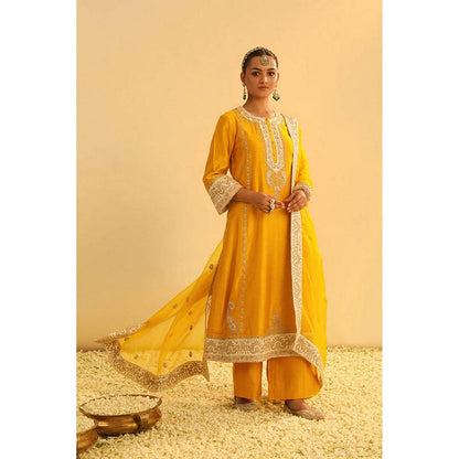 Sheetal Batra Asmira - Mustard Long Kurta With Palazzo And Dupatta