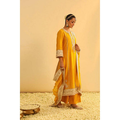 Sheetal Batra Asmira - Mustard Long Kurta With Palazzo And Dupatta