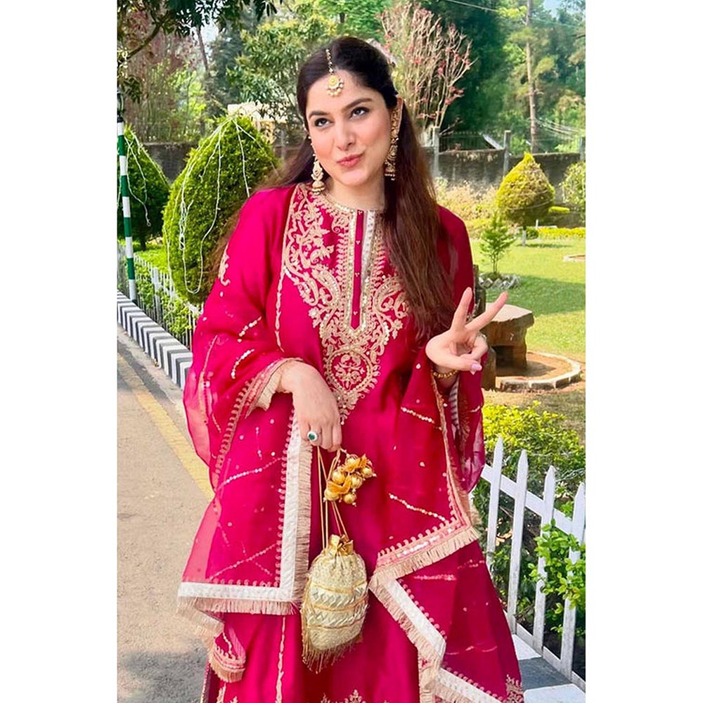 Sheetal Batra Guntas Sethi In Mahika - Hot Pink Long Kurta With Palazzo And Dupatta