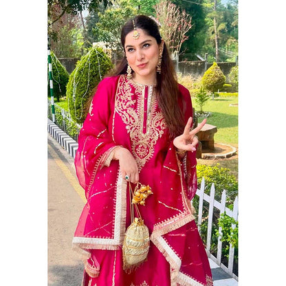 Sheetal Batra Guntas Sethi In Mahika - Hot Pink Long Kurta With Palazzo And Dupatta